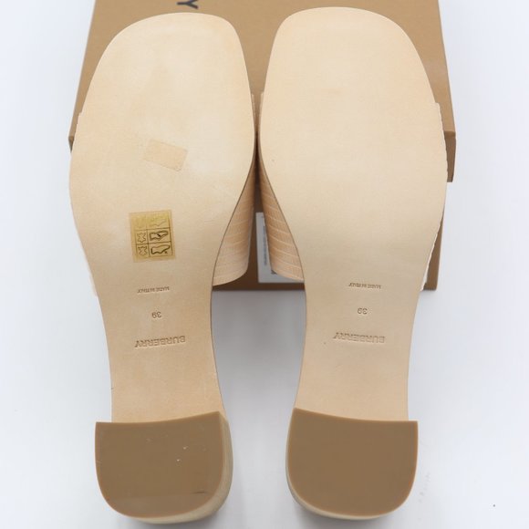 NIB Burberry Winnie Lizard Embossed Nude Leather Mule Slide Sandals - Picture 9 of 12